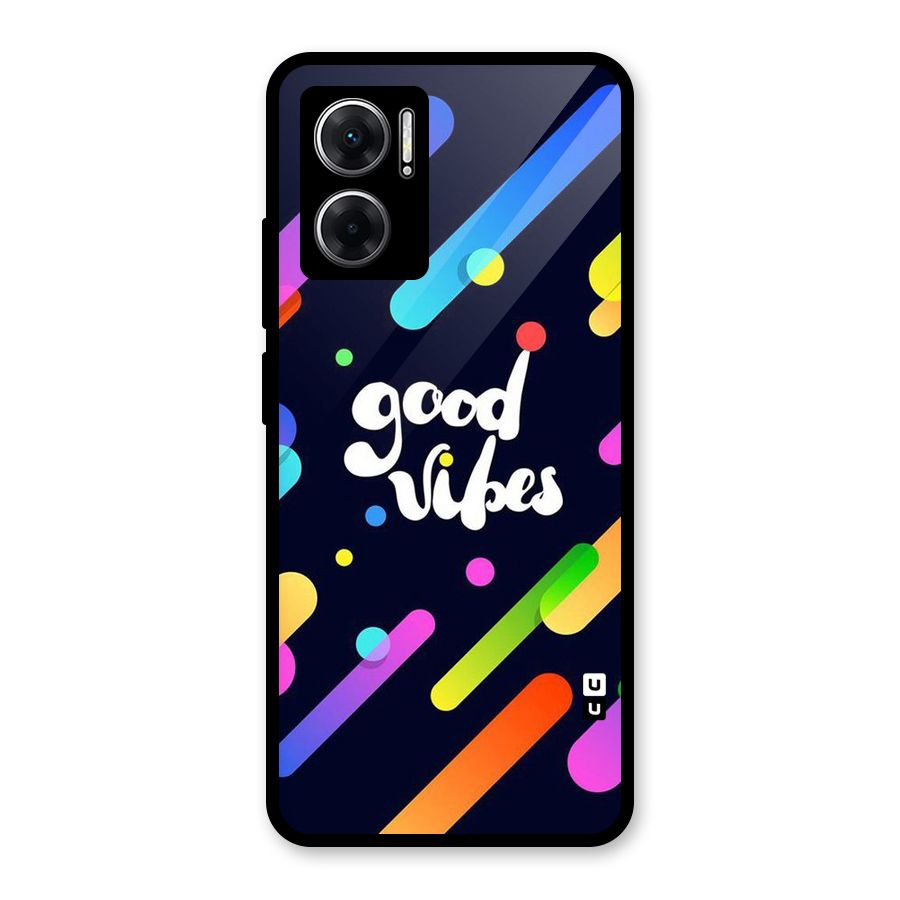 Multicolor Good Vibing Glass Back Case for Redmi 11 Prime 5G