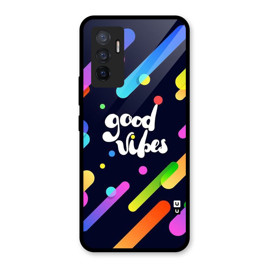 Multicolor Good Vibing Glass Back Case for Vivo V23e
