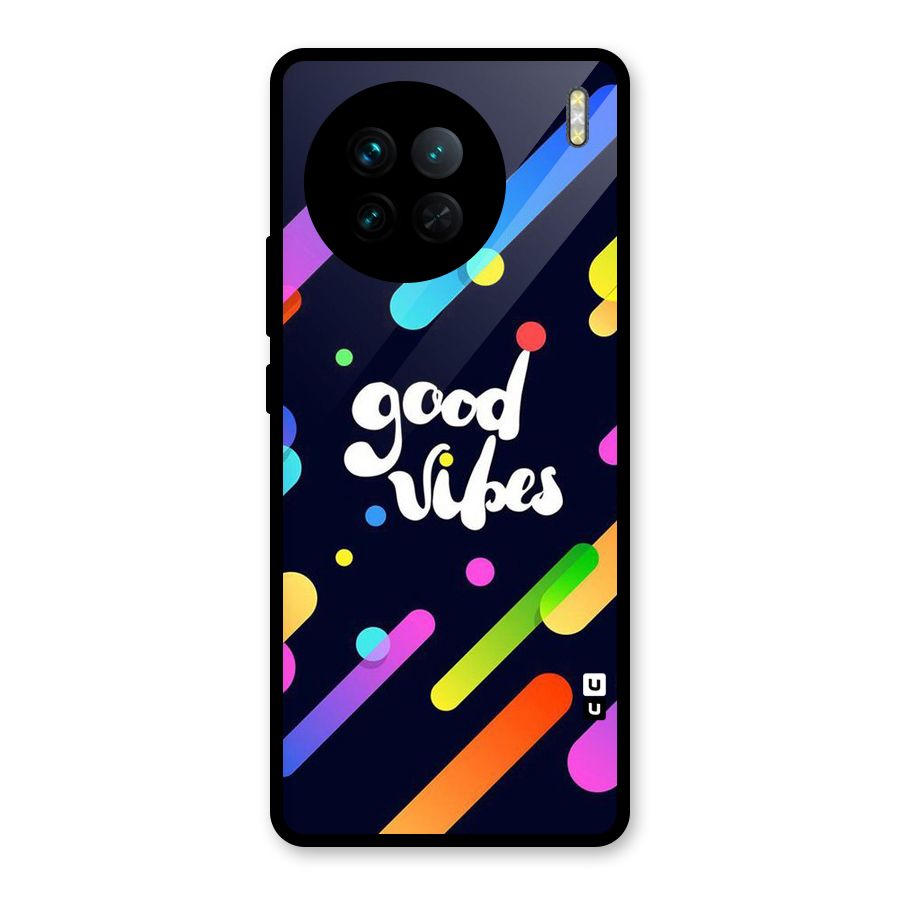 Multicolor Good Vibing Glass Back Case for Vivo X90
