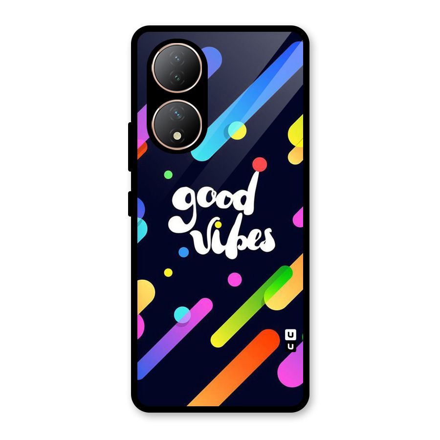 Multicolor Good Vibing Glass Back Case for Vivo Y100A