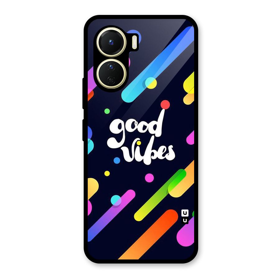 Multicolor Good Vibing Glass Back Case for Vivo Y56