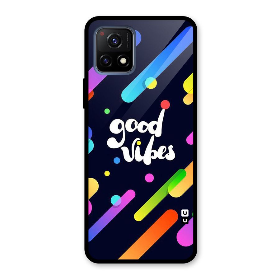 Multicolor Good Vibing Glass Back Case for Vivo Y72 5G