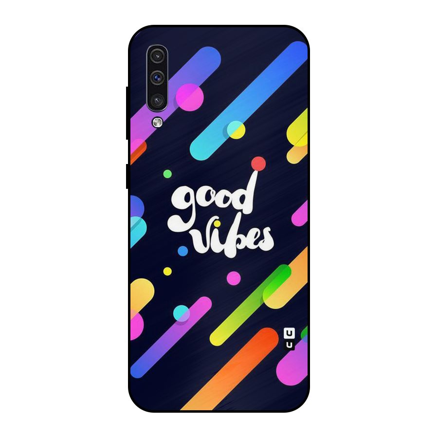 Multicolor Good Vibing Metal Back Case for Galaxy A30s