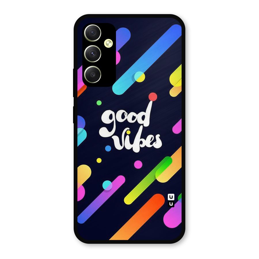 Multicolor Good Vibing Metal Back Case for Galaxy A34