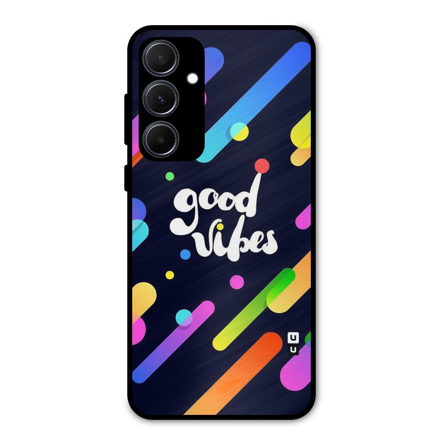 Multicolor Good Vibing Metal Back Case for Galaxy A35
