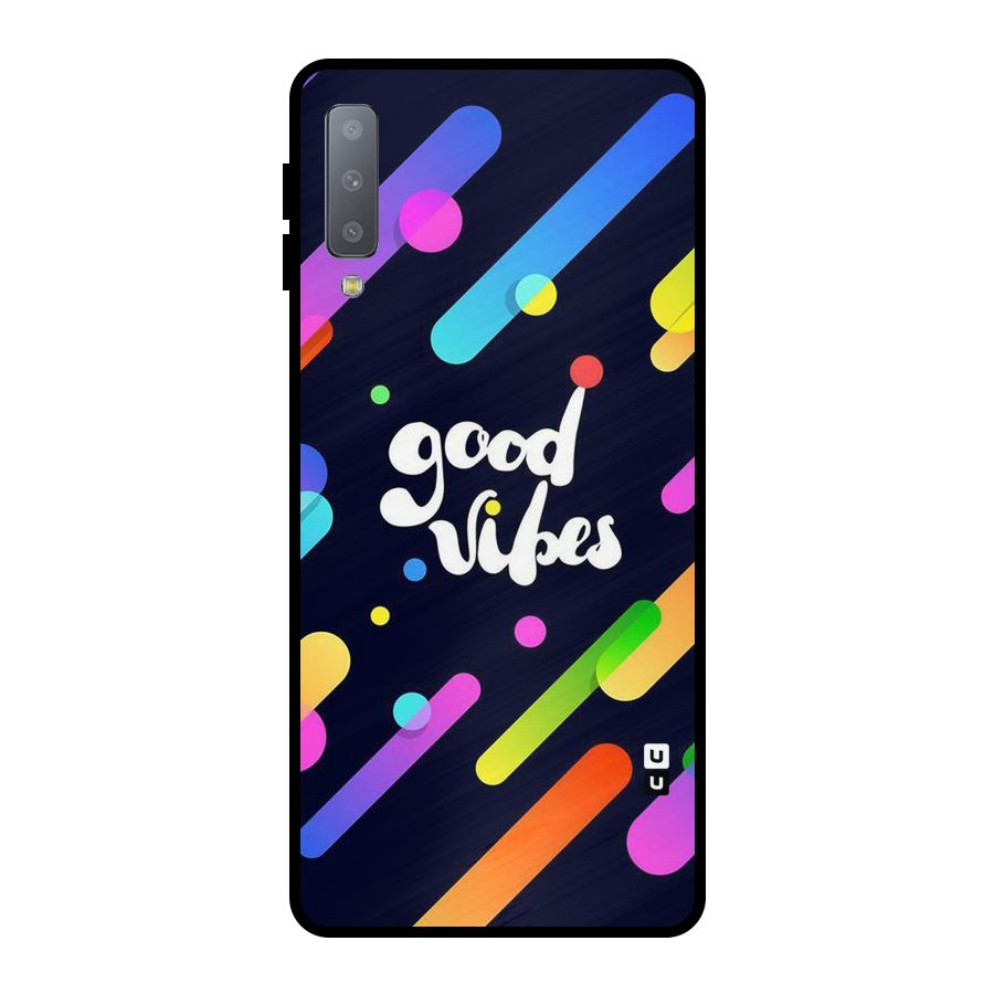 Multicolor Good Vibing Metal Back Case for Galaxy A7 (2018)
