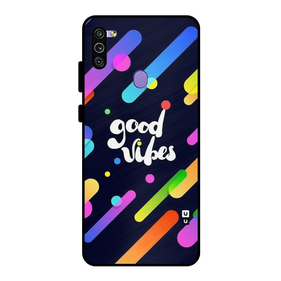 Multicolor Good Vibing Metal Back Case for Galaxy M11