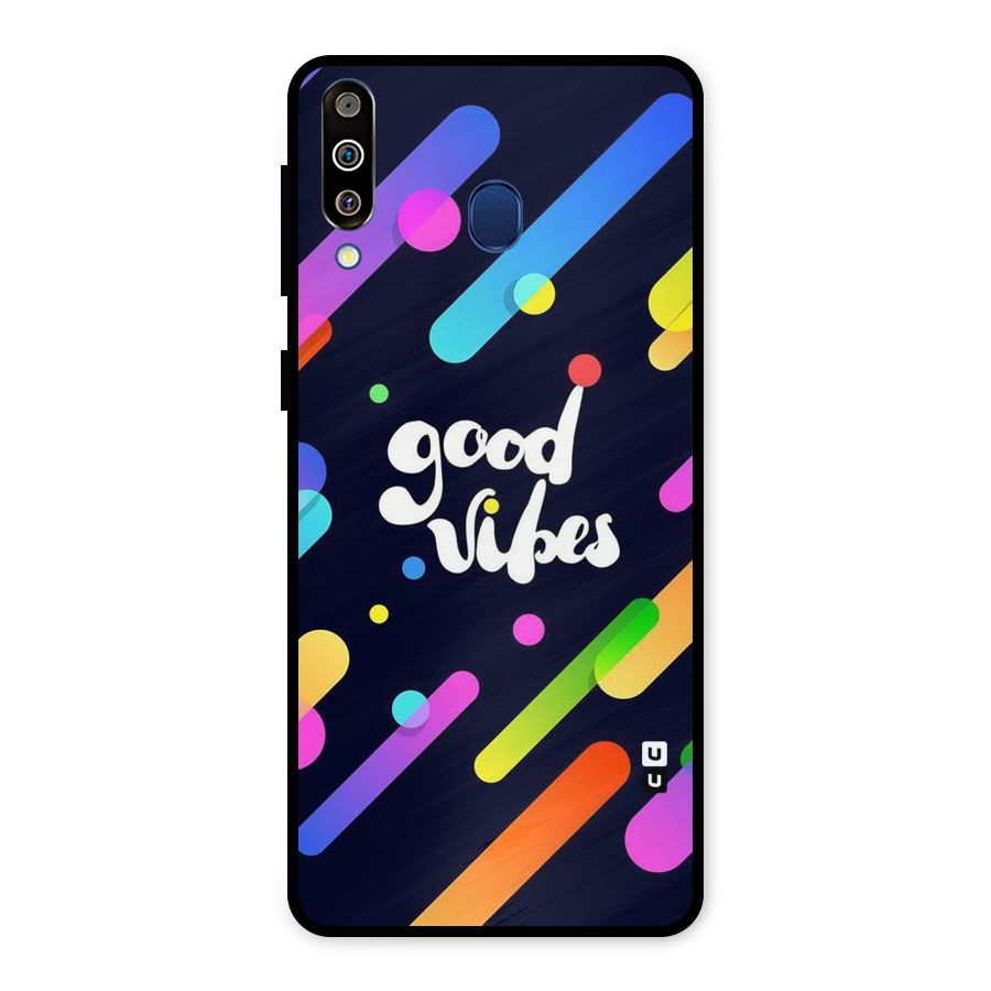 Multicolor Good Vibing Metal Back Case for Galaxy M30