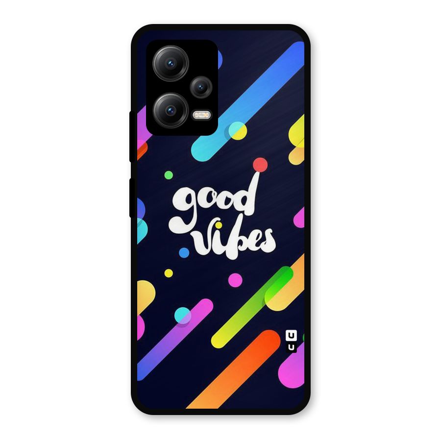 Multicolor Good Vibing Metal Back Case for Redmi Note 12 5G
