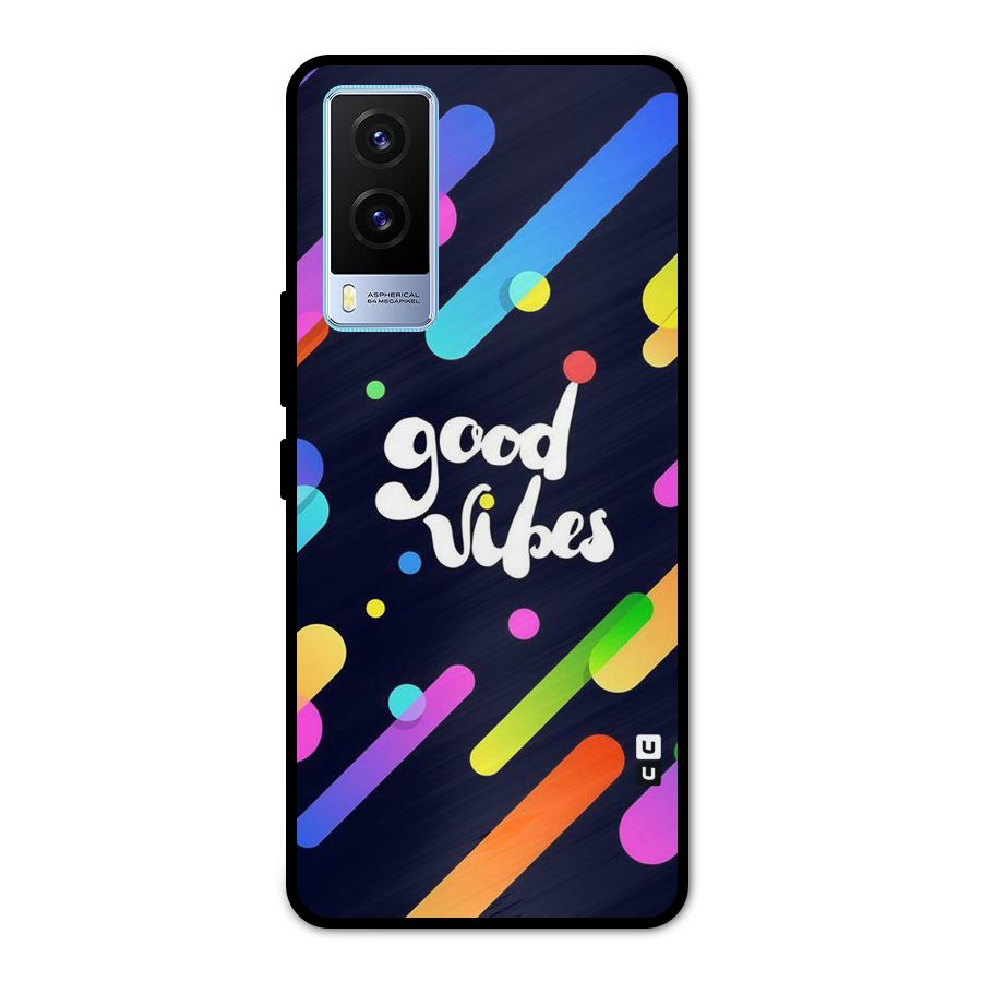 Multicolor Good Vibing Metal Back Case for Vivo V21e 5G