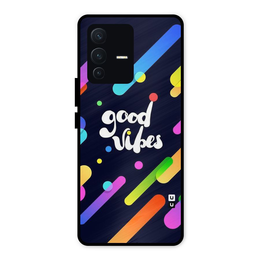 Multicolor Good Vibing Metal Back Case for Vivo V23 5G