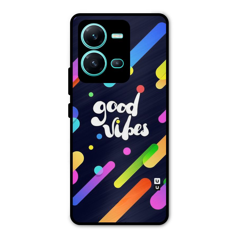 Multicolor Good Vibing Metal Back Case for Vivo V25