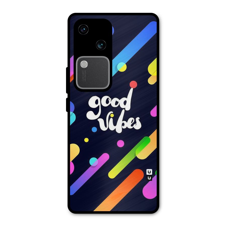 Multicolor Good Vibing Metal Back Case for Vivo V30
