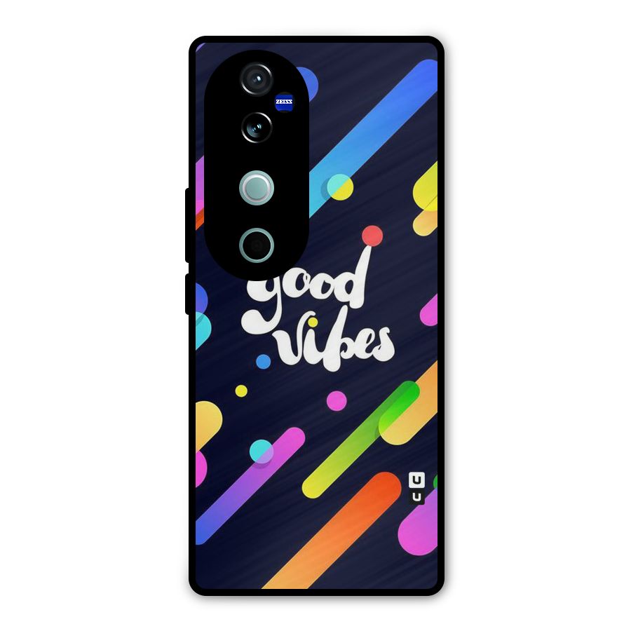 Multicolor Good Vibing Metal Back Case for Vivo V40