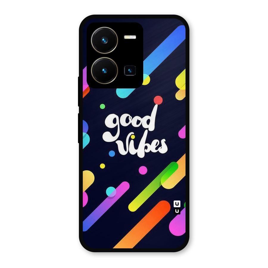 Multicolor Good Vibing Metal Back Case for Vivo Y35