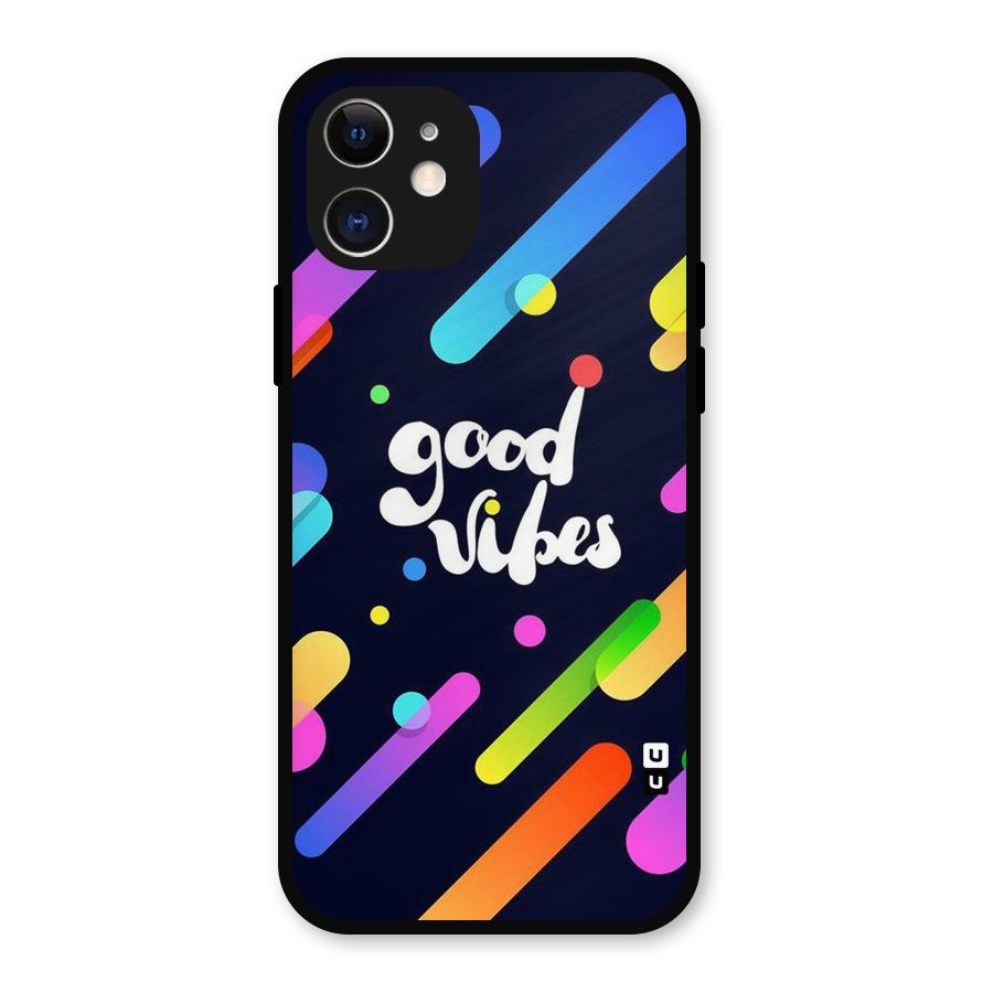 Multicolor Good Vibing Metal Back Case for iPhone 12
