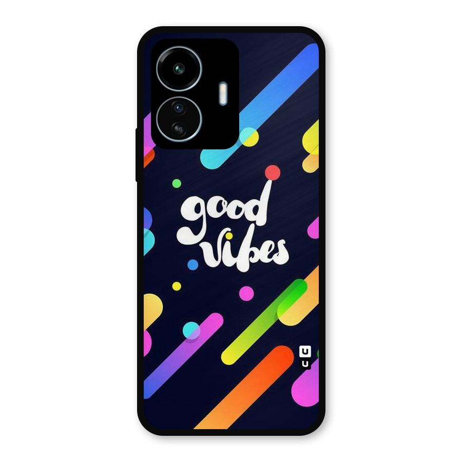Multicolor Good Vibing Metal Back Case for vivo iQOO Z6 Lite 5G
