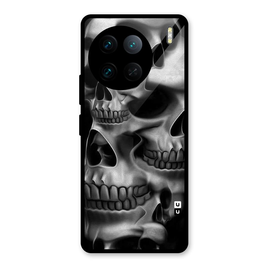 Multiple Skulls Glass Back Case for Vivo X90 Pro