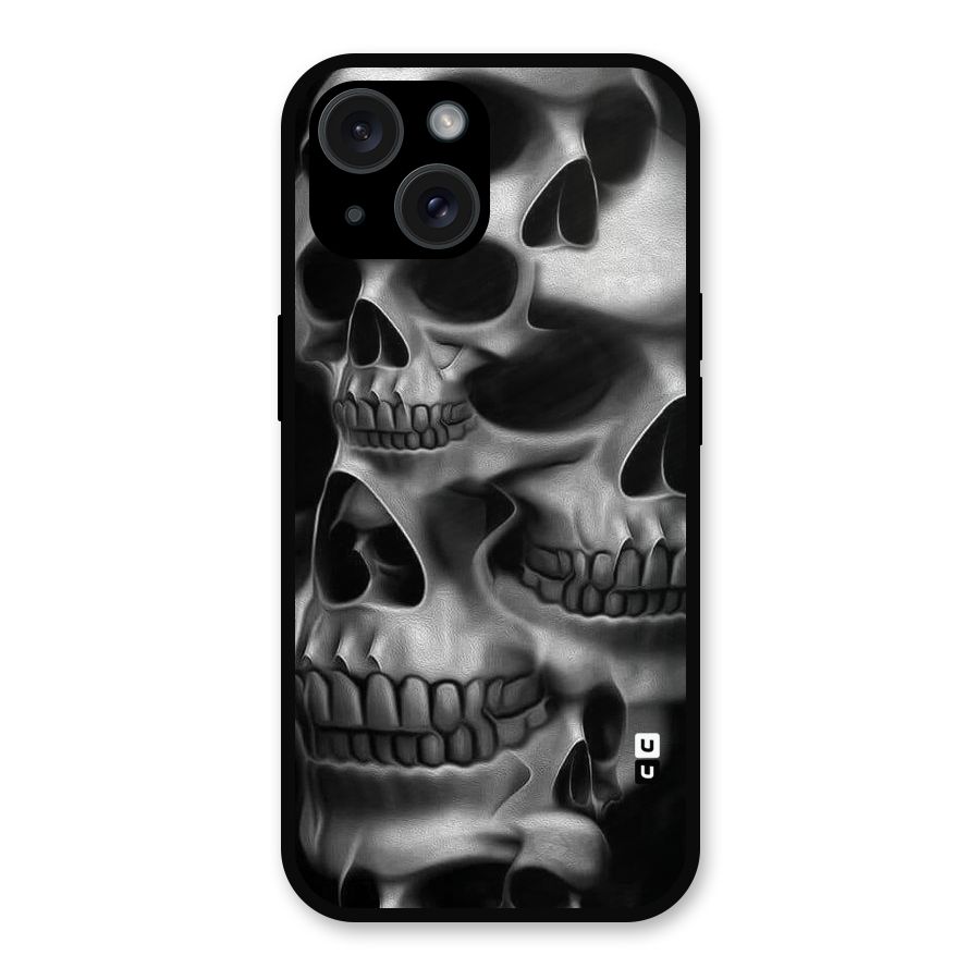 Multiple Skulls Metal Back Case for iPhone 15