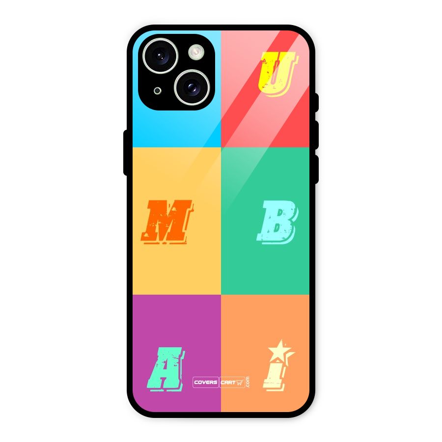Mumbai Alphabets Glass Back Case for iPhone 15 Plus