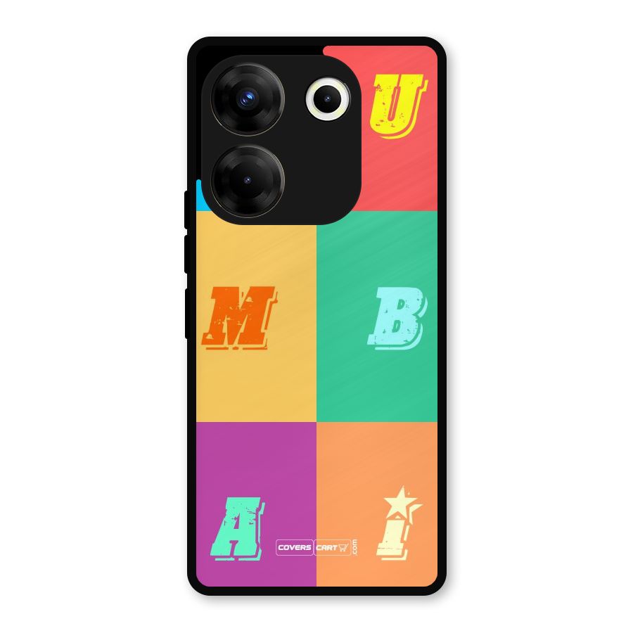 Mumbai Alphabets Metal Back Case for Tecno Camon 20 Pro