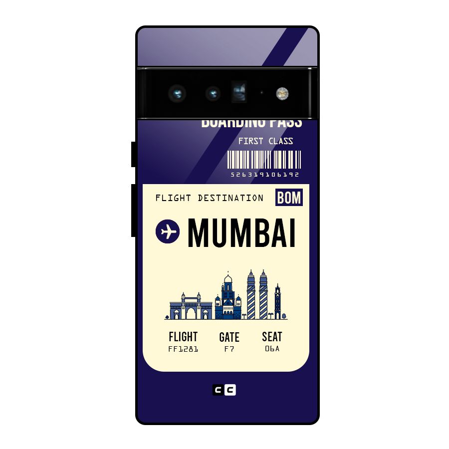 Mumbai Boarding Pass Glass Back Case for Google Pixel 6 Pro