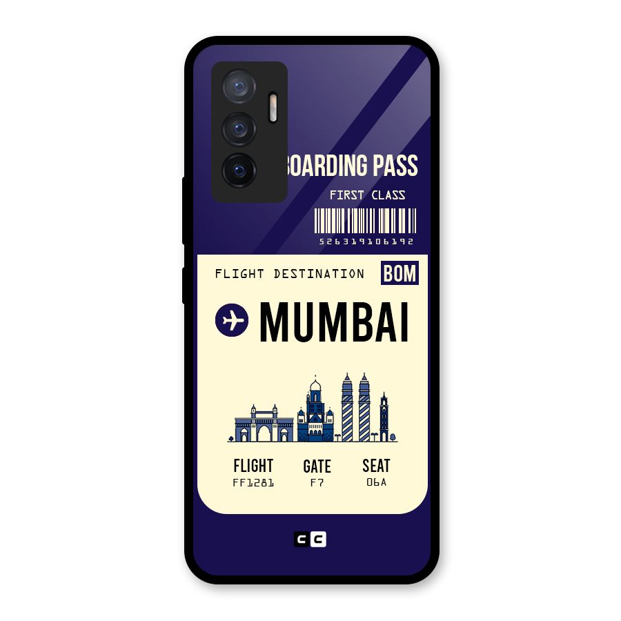 Mumbai Boarding Pass Glass Back Case for Vivo V23e