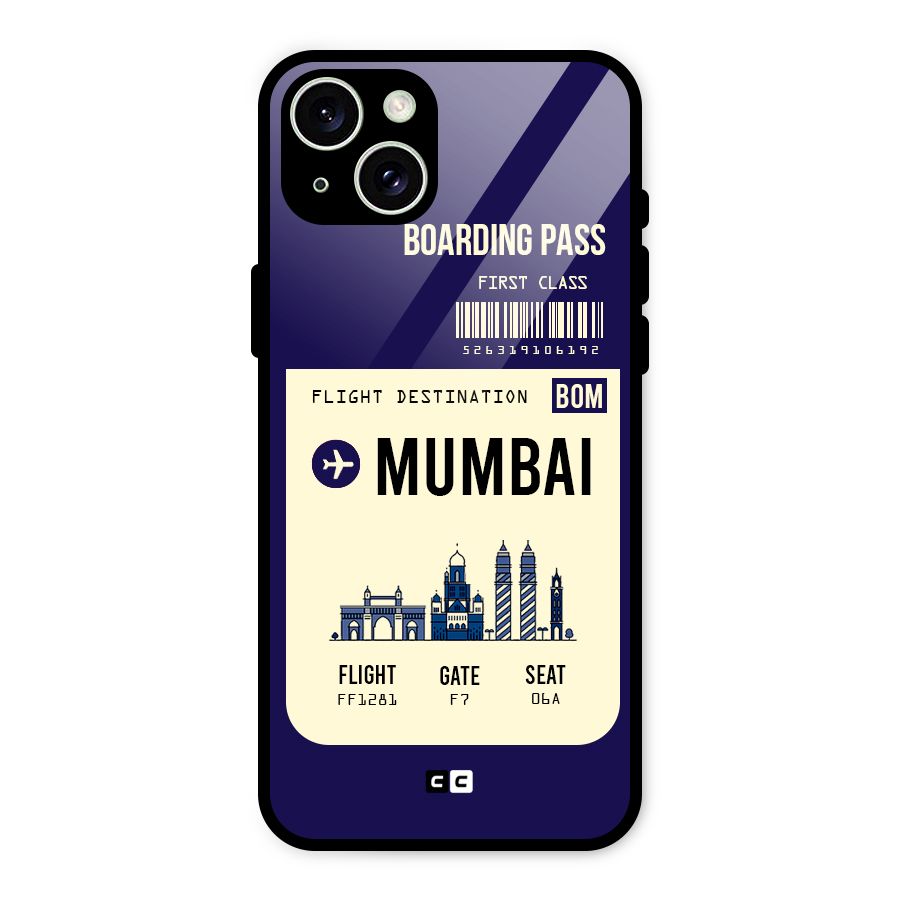 Mumbai Boarding Pass Glass Back Case for iPhone 15 Plus