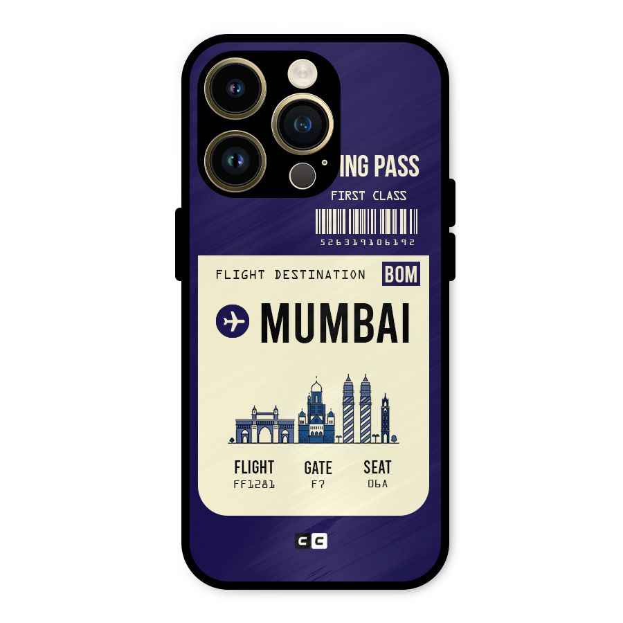 Mumbai Boarding Pass Metal Back Case for iPhone 14 Pro