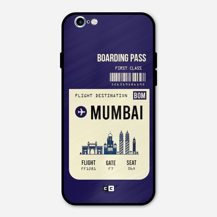 Mumbai Boarding Pass Metal Back Case for iPhone 6 6s