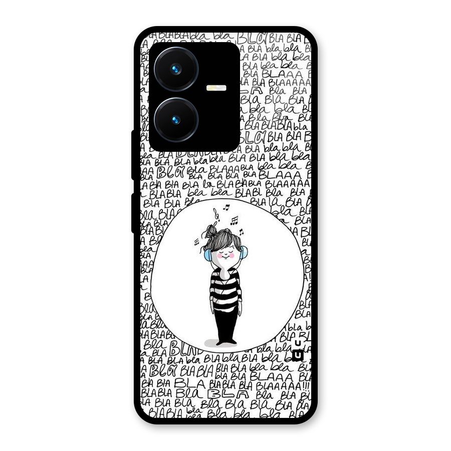 Music And Bla Bla Glass Back Case for Vivo Y22s