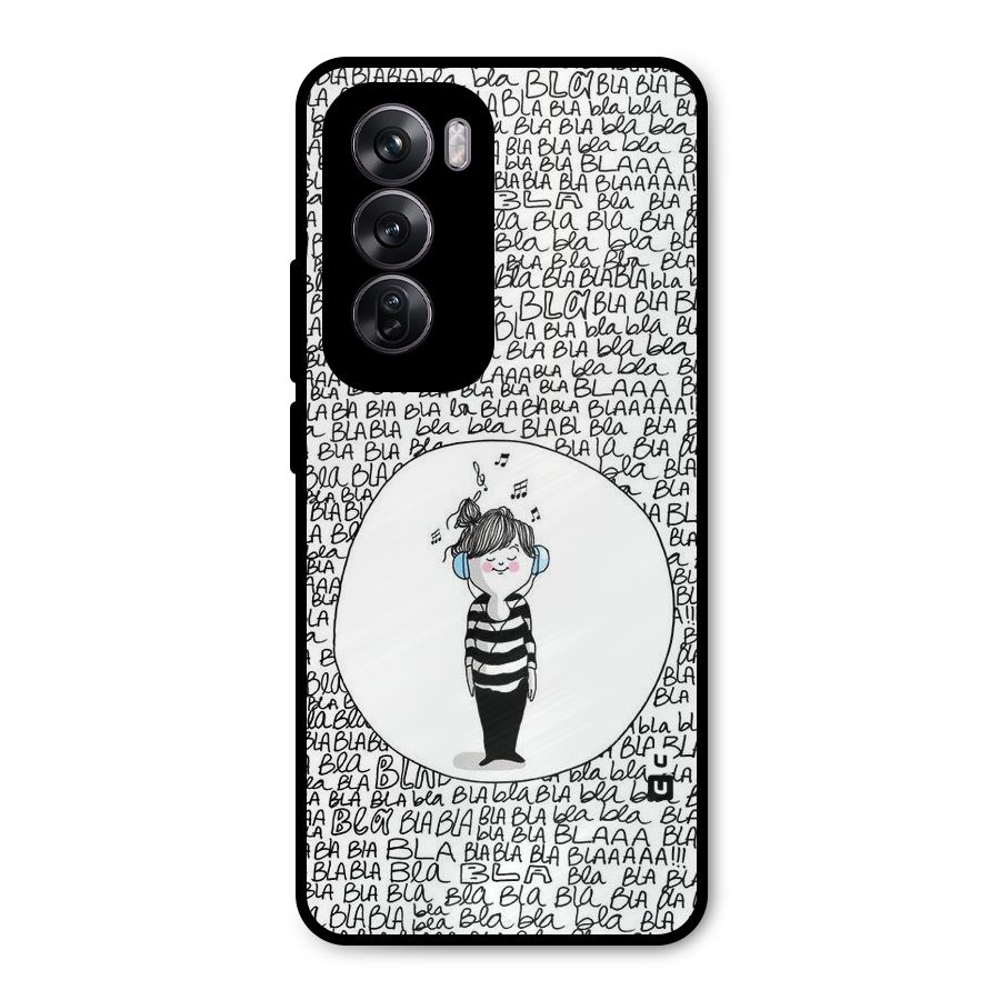 Music And Bla Bla Metal Back Case for Oppo Reno12 Pro