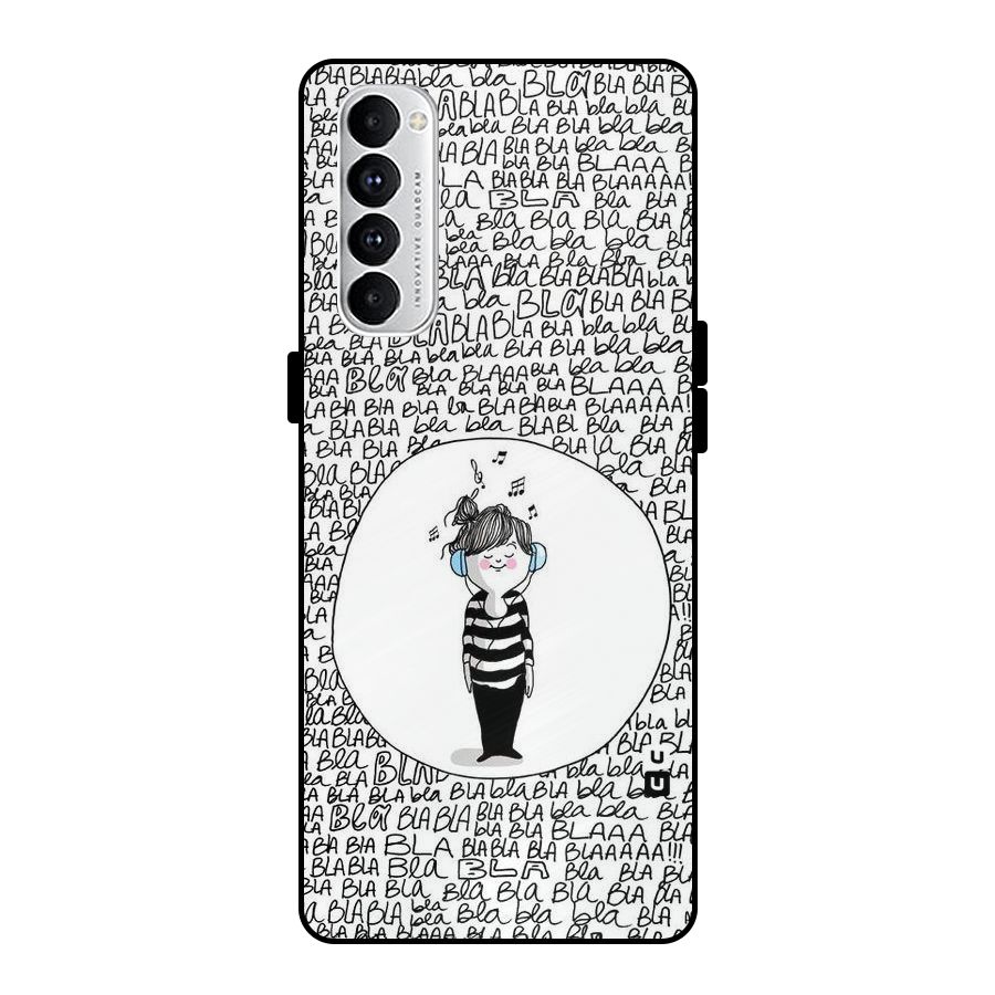 Music And Bla Bla Metal Back Case for Oppo Reno4 Pro