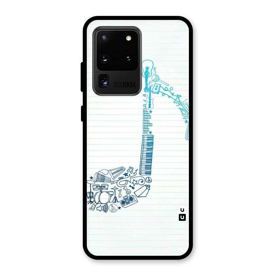 Music Note Design Glass Back Case for Galaxy S20 Ultra
