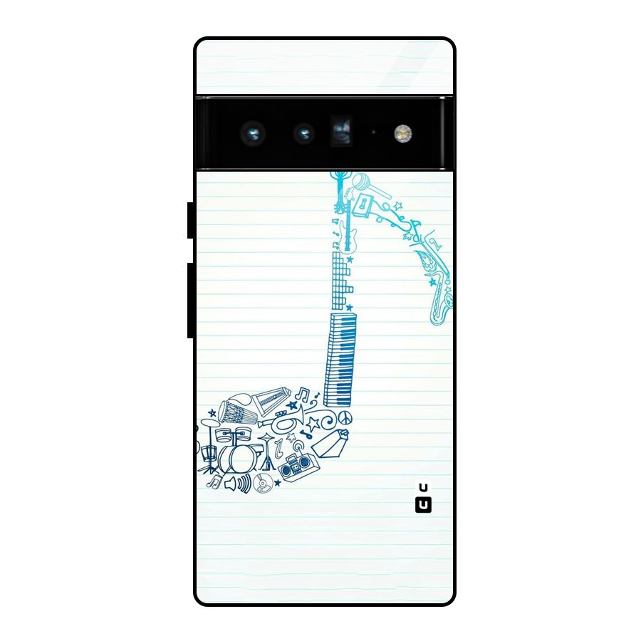 Music Note Design Glass Back Case for Google Pixel 6 Pro