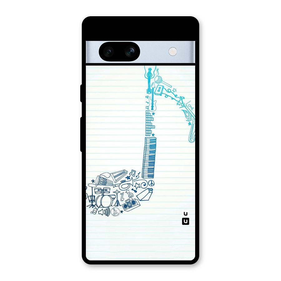 Music Note Design Glass Back Case for Google Pixel 7a