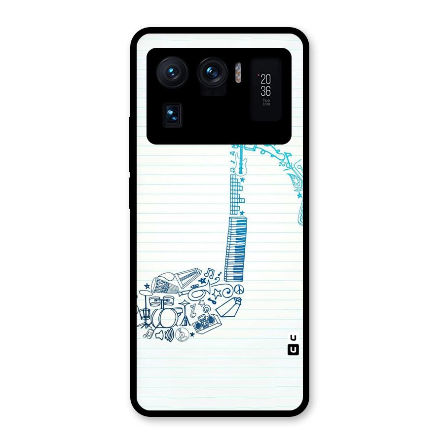 Music Note Design Glass Back Case for Mi 11 Ultra