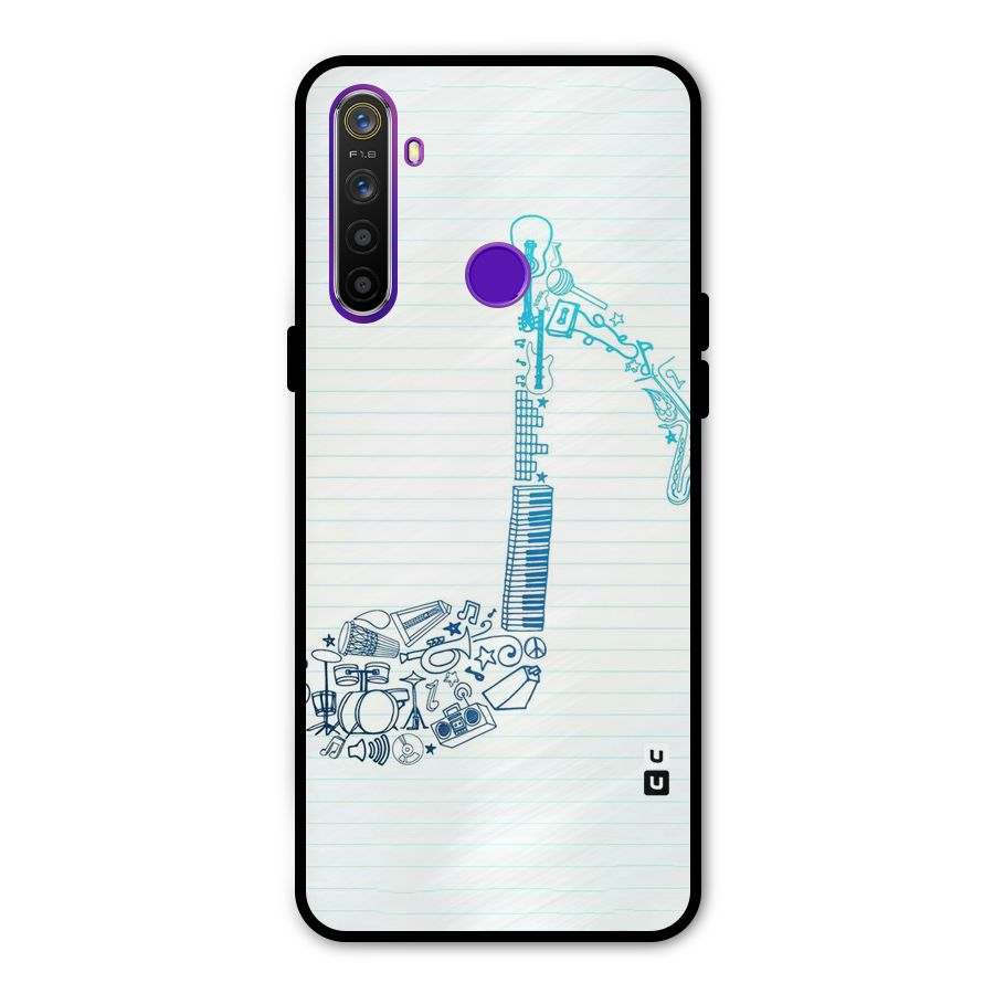 Music Note Design Glass Back Case for Realme 5s