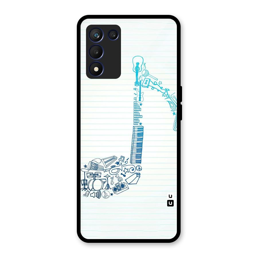 Music Note Design Glass Back Case for Realme 9 5G Speed