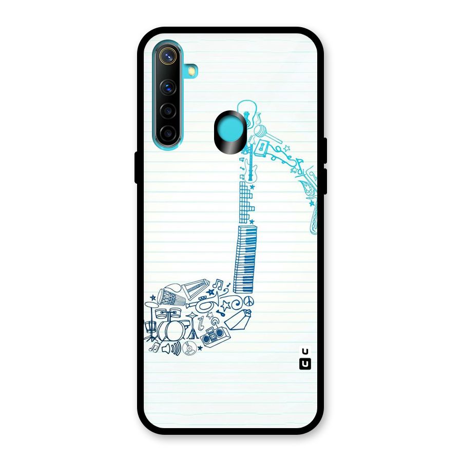 Music Note Design Glass Back Case for Realme Narzo 10