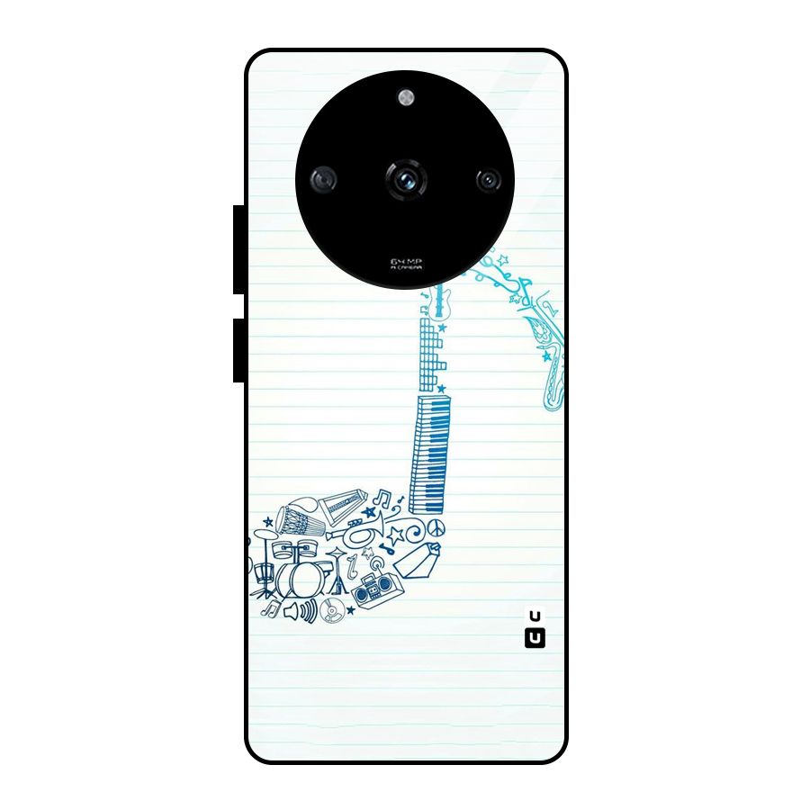 Music Note Design Glass Back Case for Realme Narzo 60 5G