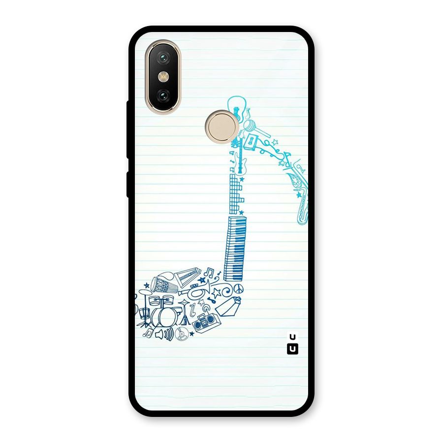 Music Note Design Glass Back Case for Redmi A2