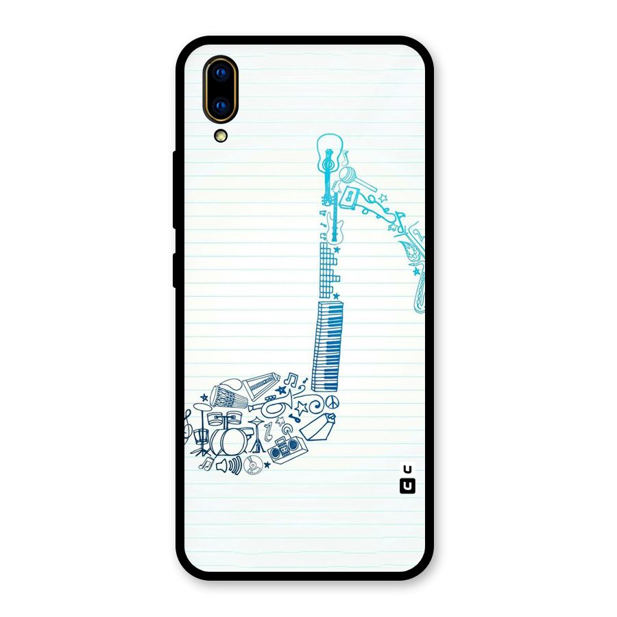Music Note Design Glass Back Case for Vivo V11 Pro