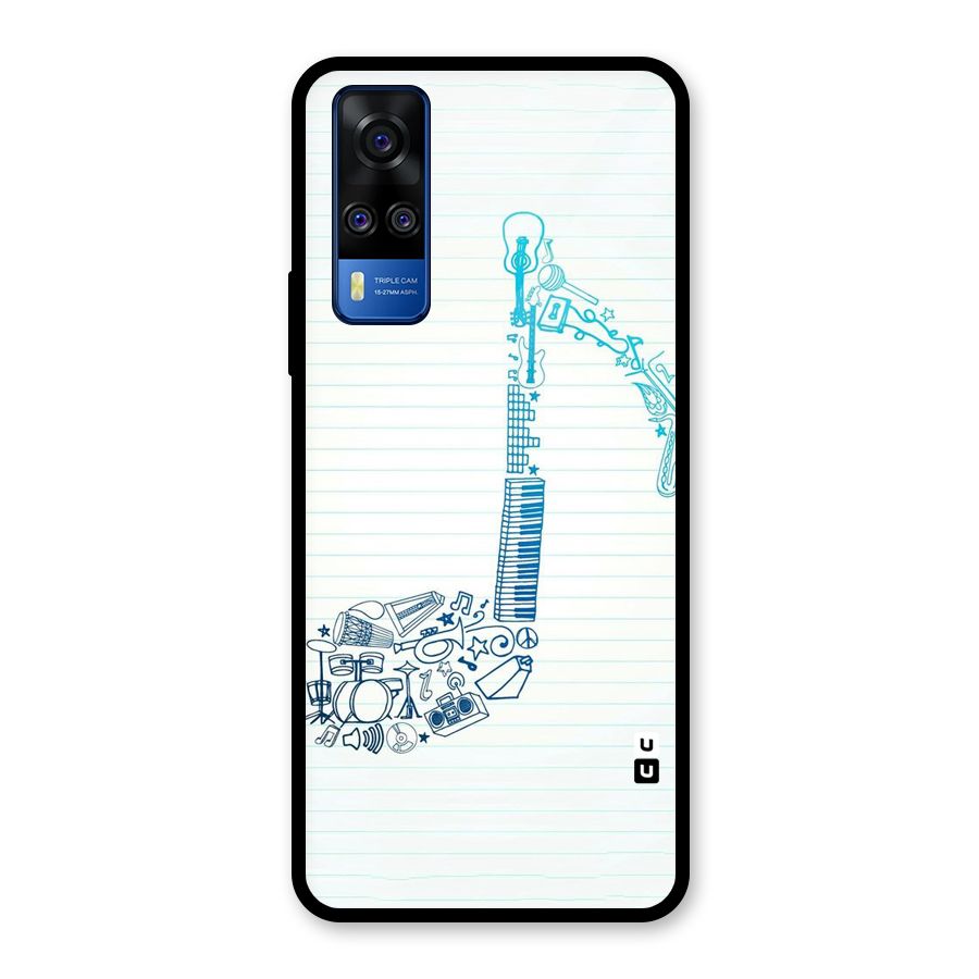 Music Note Design Glass Back Case for Vivo Y31