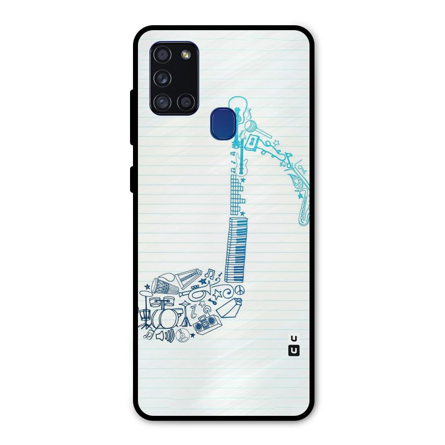 Music Note Design Metal Back Case for Galaxy A21s