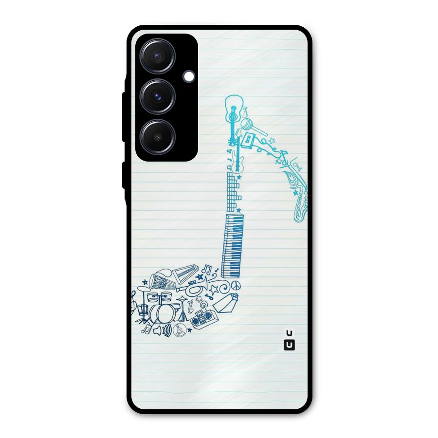Music Note Design Metal Back Case for Galaxy A55