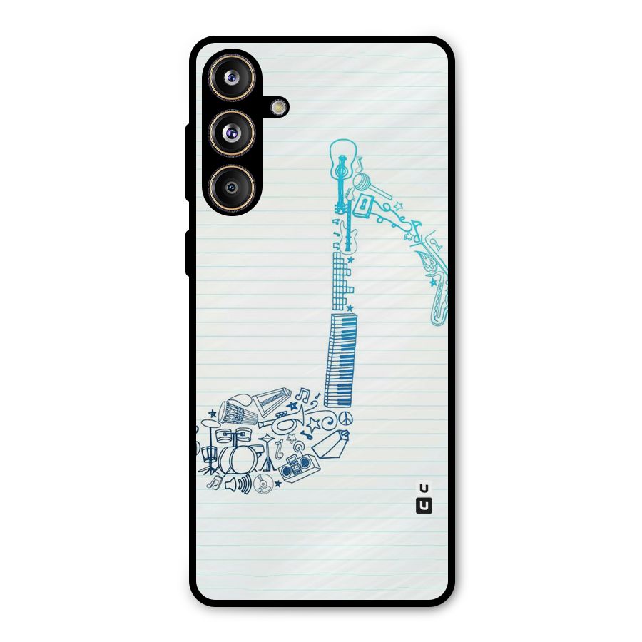 Music Note Design Metal Back Case for Galaxy F55