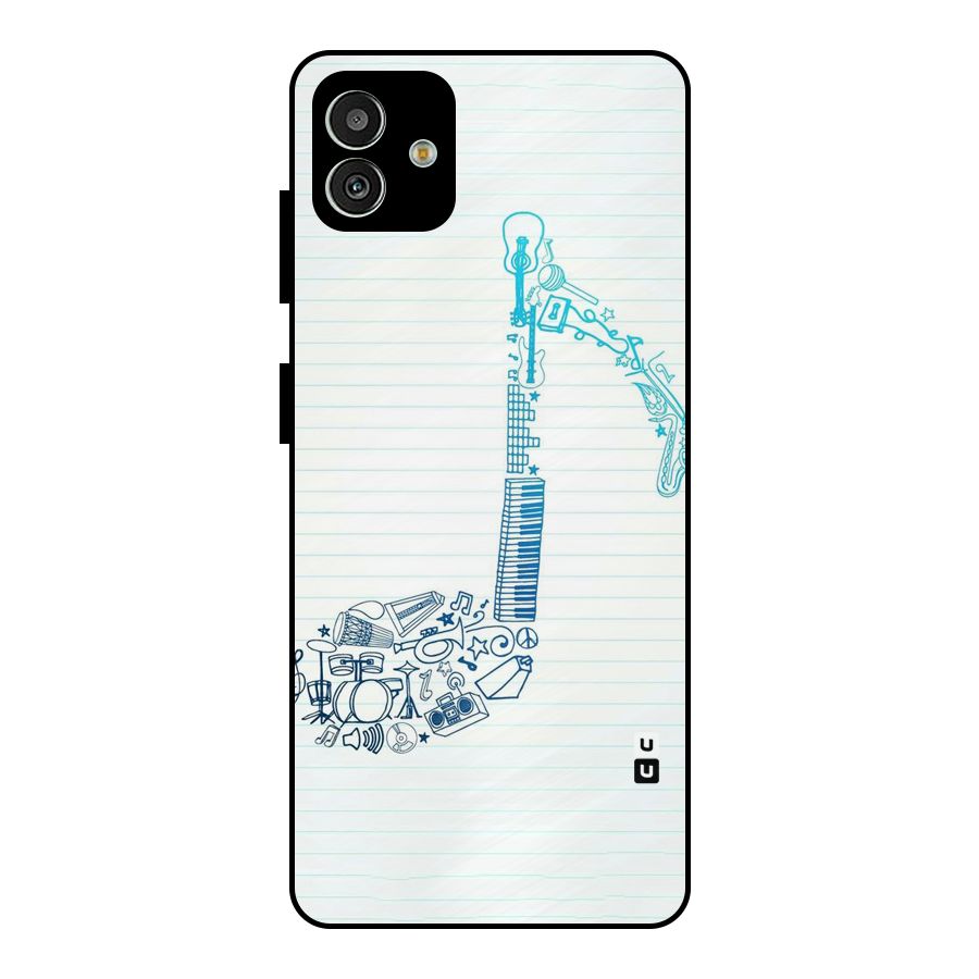 Music Note Design Metal Back Case for Galaxy M13 5G