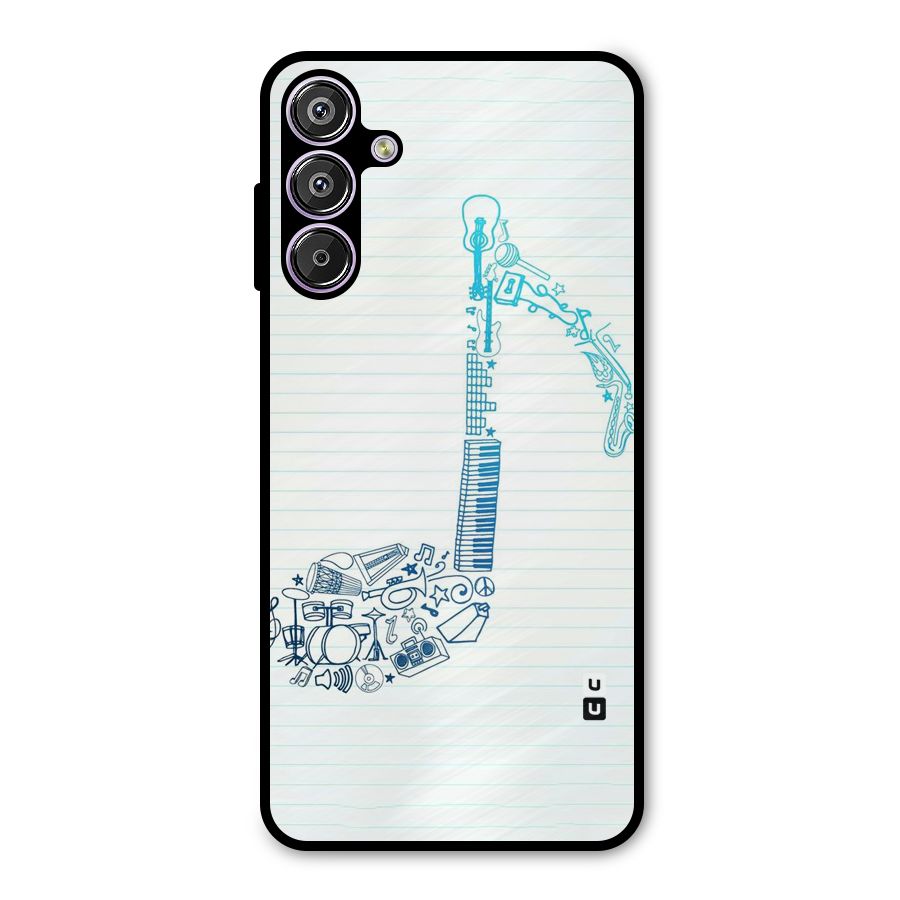 Music Note Design Metal Back Case for Galaxy M15