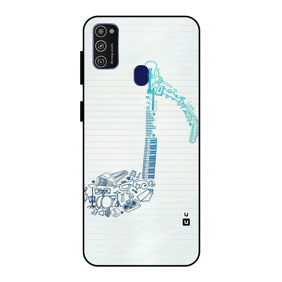 Music Note Design Metal Back Case for Galaxy M21